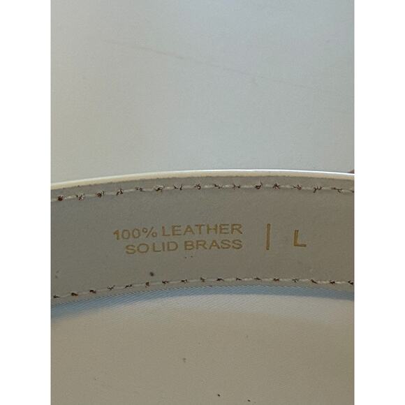NWT Aritzia Legendary Solid Brass Leather Belt Womens Sz Large White Boho Chic main image 3
